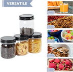 novelinks 8 oz Clear Plastic Jars with Screw-On Lids - BPA-Free Refillable Storage Containers for Slime, Spices, Crafts, Kitchen & Home Organization (32 Pack,Black)