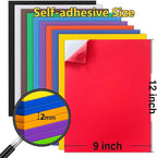 MEARCOOH Self Adhesive Foam Sheets, 10 Colors 9x12 Inch 2mm Sticky Eva Foam Paper for Crafts Cardmaking Photo Frames Classroom Scrapbooking Christmas Crafts (Multi-Color 10 Sheets)