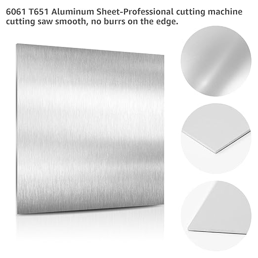 2 Pack 6061 T651 Aluminum Sheet Metal 6" x 12" x 1/16" (0.06") Rectangle Metal Plate Covered with Protective Film, 1.5mm Flat Aluminum Plate for Crafting and Industry
