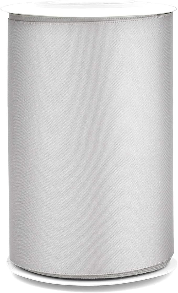 Humphrey's Craft 4 Inch Silver Double Faced Satin Ribbon - 5 Yards Variety of Color for Crafts Gift Wrapping Cutting Ceremony Decoration Sewing Chair Sash Wedding and Dining Tables.