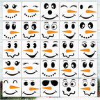 25pcs Christmas Snow Man Face Stencils for Crafts Reusable Drawing Stencil Small Ornament Stencils for Painting on Wood Christmas Balls Wall Home Decorations(25 Snowface 3in)