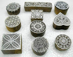 Wholesale Lot of 10 Classic Designs Wooden Block Stamps/ Tattoo/ Indian Textile Printing Blocks