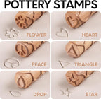Byllstore Extra Large Clay Texture Rollers with Pottery Stamps | 3 Texture Rollers | 6 Clay Stamps | 3-Pack (9" x 1.2", 3 Pack)