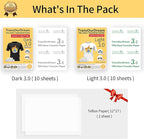 TransOurDream Iron on Heat Transfer Paper for Dark and Light T Shirts (10+10 Sheets, 8.5x11, Mix Pack) Printable HTV Heat Transfers Vinyl for Laserjet & Inkjet Printers (D3L3)