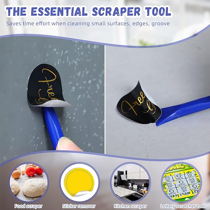 Minatee 18 Pieces Non-scratch Plastic Scraper Tool Multi-purpose Carbon Fiber Pen-shaped Plastic Scraper for Cleaning Small and Narrow Space(Blue)
