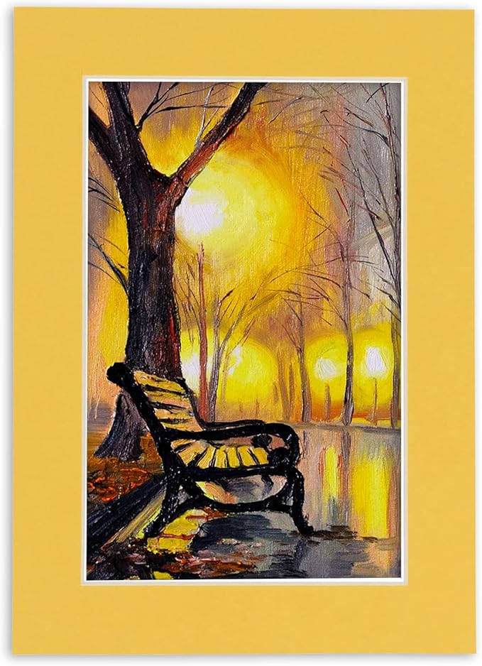 Pack of Ten 8.5x11 Mats Bevel Cut for 7x9 Photos - Acid Free Chamois Yellow Precut Matboards for Pictures, Photos, Framing - 4-ply Thickness