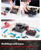 WhalesBot Rocky Smart Robot Car Coding & Remote Control Kit for Kids 8-16, STEM, Modular/Scratch/Python/C Programming, Educational Engineering Science Toy Set