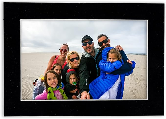 8x10 Mat Bevel Cut for 5x8 Photos - Acid Free Black Suede Precut Matboard - For Pictures, Photos, Framing - 4-ply Thickness
