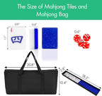 American Mahjong Set with 160 Acrylic White Tiles and 4 Transparent Holders/Pushers, Portable American Style Mahjong Game with Carrying Bag, Classic Board Games for Family Night
