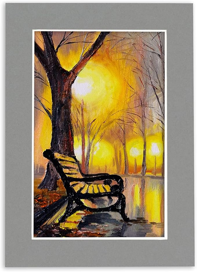Pack of Ten 8.5x11 Mats Bevel Cut for 7x9 Photos - Acid Free Mid Grey Precut Matboards for Pictures, Photos, Framing - 4-ply Thickness