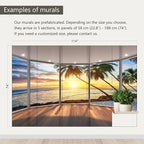 AFZEVEB-3D Landscape Wallpaper seafront verandahs Wall murals for Bedroom 114"x74"(Not Peel and Stick)