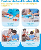 WhalesBot A3 12-in-1 STEM Blocks Coding Robot Kit for Kids, 61-Piece Educational Building Set with Interactive Storytelling, Ideal Toy Gift for Boys & Girls Ages 3-6