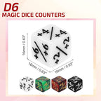 uxcell 24Pcs Magic Dice Counters, Acrylic D6 Life Token Dice Set with Pouch for Standard Cards Gaming Accessories, White, Black, Red & Black, Green & Black