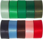 1-1/2 Inch Double Faced Satin Ribbon Set, 50 Yards Pack, Into The Forest-10 Colored Green Ribbon Bulk for Gift Wrapping, Crafts, Flower Bouquet, Eco Environment, Earthy Day, Forest Wedding
