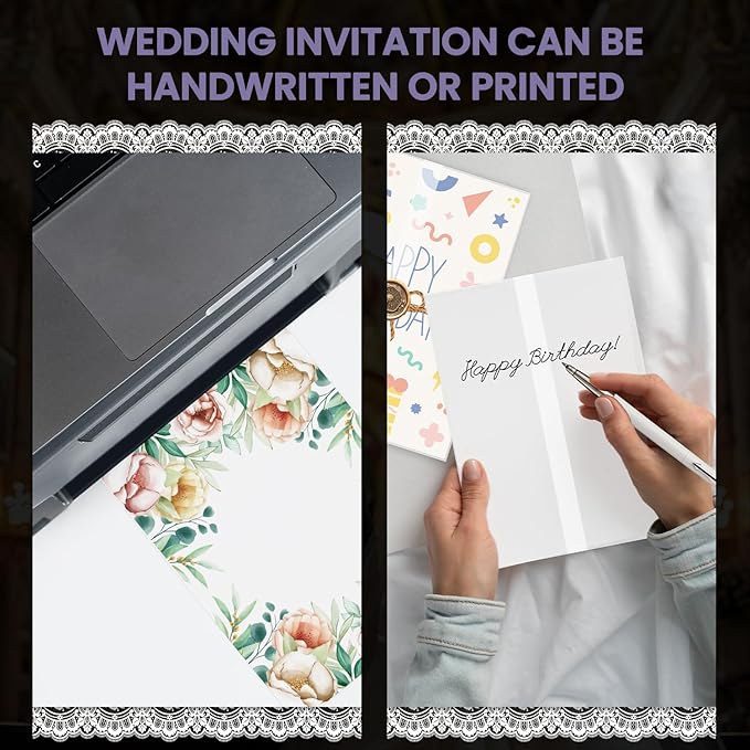 SuFly Pre-Folded Vellum Jackets for 5x7 Invitations, 90-Pack (60lb/93gsm) Translucent Vellum Paper 5x7 Sleeves, Invitation Jackets, Elegant Wedding Invitation Accessories, Envelope Liners, DIY Crafts.