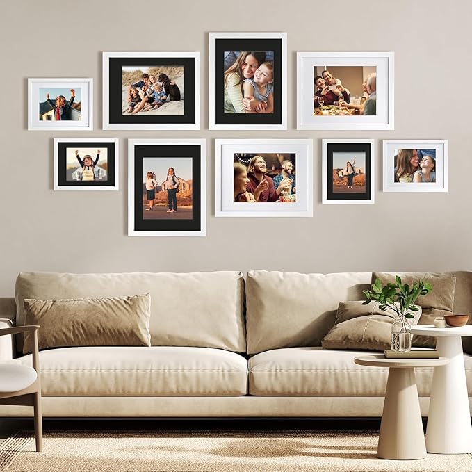 Egofine 5x7 Black Picture Mats Pack of 11, Frame Mattes for 4x6 Pictures, Acid Free, 1.2mm Thickness, with Core Bevel Cut