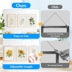 2 Pack Picture Hanging Wire Kit, Heavy Duty Picture Wire Kit for Frames & Mirrors up to 50lbs, Includes Adjustable 2m Steel Wires, D Rings & Screws, Wall Hanging Kit for Home & Gallery Use
