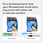 ARTISTRO 48 Watercolor Markers with Flexible Paint Brush Pens for Pros & Beginners - Consistent, Smooth, Bright, Washable, Non-Toxic, Ideal for Coloring, Calligraphy, & Manga