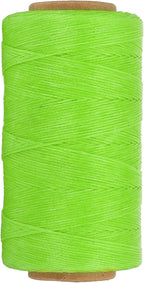 PATIKIL 284 Yard Flat Waxed Thread 150D 1mm Leather Sewing Cord for Repairing Shoes Bags Wallets Jewelry Making DIY Leather Craft, Fluorescent Green
