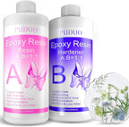 Epoxy Resin Clear Kit 64 OZ for Art, Jewelry Making, Crafts, Keychain - Including 32 OZ Resin and 32 OZ Hardener, Fast Curing 2 Part AB Epoxy Casting Resin by Puduo