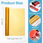 MECCANIXITY Iridescent Window Film,12" x 39" Iridescent Holographic PVC Fabric Dichroic Film Clear Vinyl Paper Roll for DIY Craft Gift Wrapping Bag Decoration,Gold