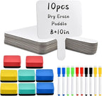 10 Pcs Dry Erase Answer Paddle, 10 x 8 Inch Auction Paddles with Markers and Erasers, Handheld White Board with Handle for Teaching Meeting Bidding Voting Games (Double Sided)