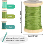 Natural Waxed Thread, 0.55mm/0.8mm, Wax Thread for Handcrafted Wrapping, Sewing, Bookbinding, Leather Threads, Beginners Craft DIY, Hemp Cord (Teal/Aqua/Forest, 0.55mm/33 Yards)