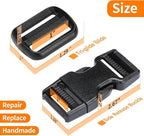 Buckles and Straps Set 1": 6 Yards of Thick Nylon Webbing, 6-Pack Heavy Duty Adjustable Quick Side Release Plastic Buckles, 12 Tri-Glide Slide Clips, Black (1-Inch Combo Set)