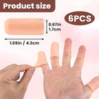 PAGOW 6 Pcs Gel Finger Cots/Covers, Silicone Finger Protector Support, Finger Caps Finger Sleeves Thumb Protector for Finger Cracking Trigger Finger Arthritis Pain Relief (Beige)