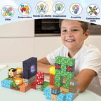 Magnetic Building Blocks, Magnetic Blocks STEM Construction Toys, Montessori Sensory Stacking Toys for Toddlers, Magnet Cubes with Light Blocks, Christmas Birthday Gifts for Kids Age 3 4 5 6 7 8-12
