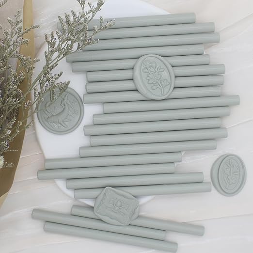 Sage Green Wax Seal Sticks 20pcs, Andotopee Glue Gun Wax Seal Sticks for Wax Seal Stamp, Premium Sealing Wax for Envelope Letter Seal Wedding Invation Craft Adhesive, Great Gift Ideas (Mini Size)