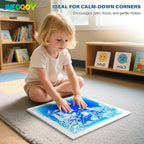 Liquid Sensory Floor Tile for Kids Ages 3+, 12" Step-On Tile with Non-Slip Base, Interactive Color-Flow, Blue, for Calm Corners (1-Pack)