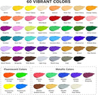 ARTME Acrylic Paint Set, 60 Colors in 2oz/60ml Bottles, Non Toxic, Waterproof, Rich Pigments Acrylic Paint for Artists, Students, Beginners Painting on Rocks Canvas Wood Clay Fabric Ceramic Crafts