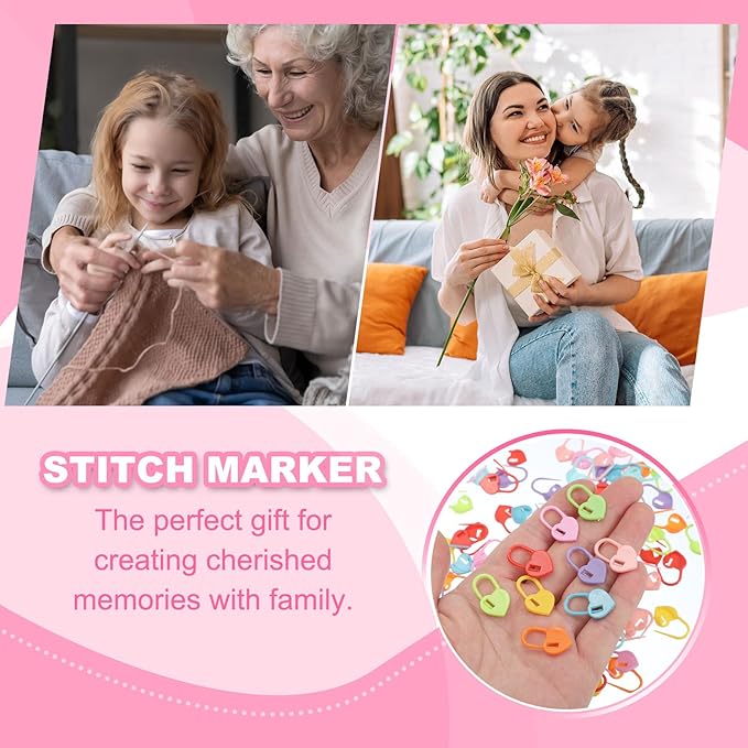 uxcell 400pcs Stitch Markers for Crocheting, Heart Shaped Crochet Marker Needle Clip Counter for Knitting Clothing Tag DIY Craft,Light Blue