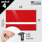 Trotec TroLase | 12"x24"x1/16", 4 Pcs | Gloss Red/White | 2 Ply | Modified Acrylic | Laser Engraving Double Color Plastic Sheet | Engraving Blanks for Laser, Saw, Guillotine | Made in USA