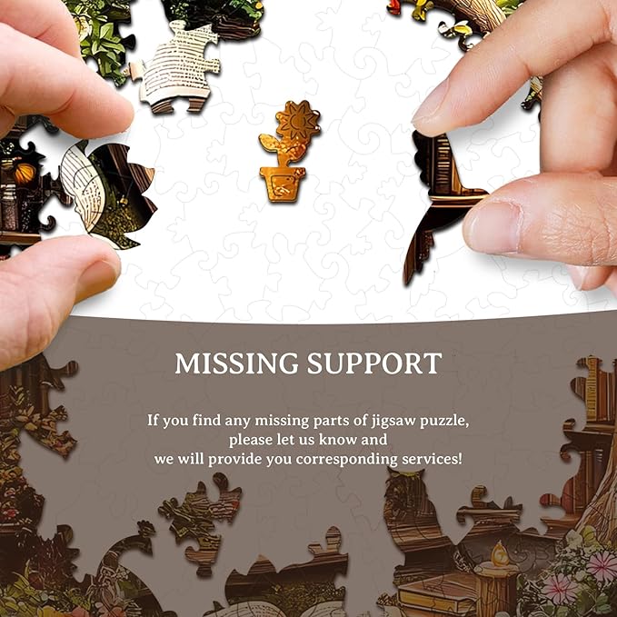KAAYEE Wooden Puzzles for Adults, 3D Visual Effect Tree House Library Wooden Jigsaw Puzzle Unique Shape Wood Puzzle Adult, 3D Effect Flat Puzzle Birthday Family Games (S-8.5 * 8.5 in-100pcs)