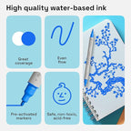 ARTISTRO 2 Blue Acrylic Paint Pens, Acrylic Paint Markers Dual Tip (Brush + Fine 1 mm), Canvas, Rock, Glass, Wood, Paper, DYI, Markers for Kids and Adults