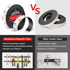 Neodymium Magnetic Tape, Flexible Magnet Tape Strips Roll (1/2'' Wide x 3.3 ft Long) with Strong 3M Adhesive Backing, Magnetic Strips Heavy Duty Perfect for Wall, DIY, Art Projects & Fridge