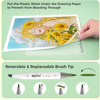 Alcohol Markers Brush Tip-120 Colors Dual Tip Brush & Chisel Art Marker Set for Artist Coloring Illustration with Line Art for Coloring, Colorless Blender, Swatch Card, Anti-bleed Pad
