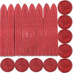 8Pcs Sealing Wax Sticks with Wicks, Wine Red Waxs Seal Stick Great for Letter Seals Waxing Stamp Wedding Invitations, Packaging Decoration (8)