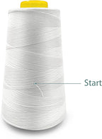 Tortoise 4 Cones of 3000 Yards Each Spool Thread for All Purpose, Serger, Overlock, Quilting, Sewing Machine - 100% Polyester - 40S/2 White