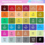 Banral Alcohol Markers, 36 Colors Dual Tip Alcohol Based Art Marker Set for Artists Adults, Permanent Drawing Pens for Adult Coloring Sketching Illustration with Case and Holders