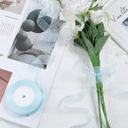 Ribbon for Gift Wrapping 3/4 inch Light Blue Sheer Organza Ribbon for Flower Bouquet Tulle Thin Chiffon Ribbons for Wedding Invitations Christmas Halloween Presents Decorations Crafts 50 Yards