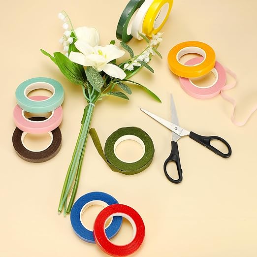 MECCANIXITY 3 Rolls Floral Tapes, 30 Yard x 1/16 in Florist Crepe Flowers Bouquets Tape Adhesive Waterproof for Flower Arranging Wrapping, Pink