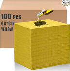 Hoolerry 100 Pcs Oil Absorbent Pads Weight Dimpled Pad Garage Accessories Water Absorbent Mat Oil Spill Mat for Absorbing Protecting Home Garage Basement (9.8 x 13 Inch,Yellow)