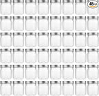novelinks 8 oz Clear Plastic Jars with Screw-On Lids - BPA-Free Refillable Storage Containers for Slime, Spices, Crafts, Kitchen & Home Organization (48 Pack,Silver)