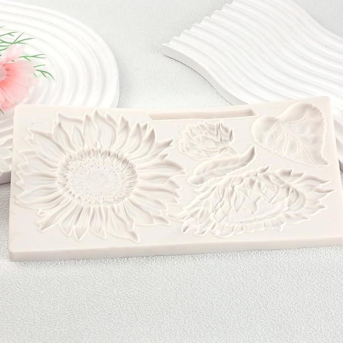Oversized Sunflower Silicone Mold Leaves Cake Decoration Fondant Mold for Wedding,Birthday Party Cupcake Topper Chocolate Candy Cookies Mousse DIY Gypsum Soap UV Resin Polymer Clay Crafts