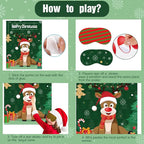ASTARON Christmas Party Games for Kids, Pin The Hat on Reindeer with 36 Stickers 2 Blindfolds Christmas Holiday Party Decorations School Classroom Activities