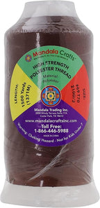 Mandala Crafts Brown Heavy Duty Thread -1500 Yds Tex 70 Thread for Sewing Drapery Jeans Leather Hair - Bonded Polyester Thread Outdoor Marine Upholstery Threads