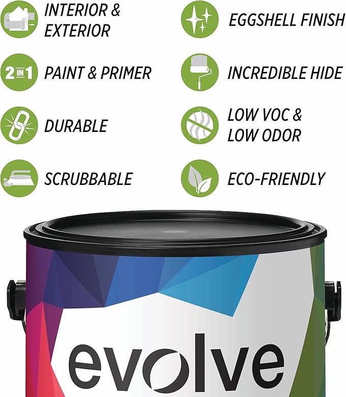 EVOLVE Paint & Primer: Environment-friendly, Low Sheen with One-coat Coverage for Interior & Exterior surfaces (Burgundy, 1-Gallon)